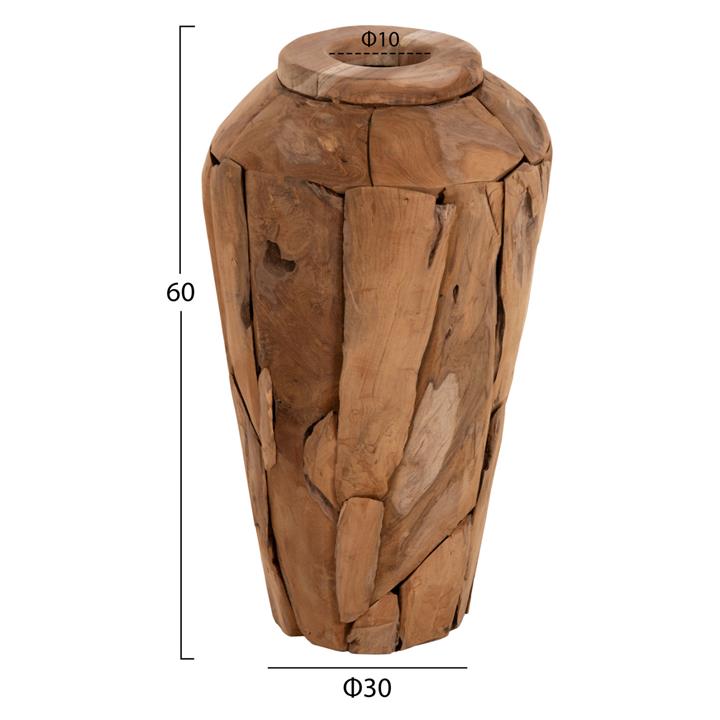 DECORATIVE VASE HM7919 RECYCLED PIECES OF TEAK WOOD IN NATURAL COLOR Φ30x60Hcm.