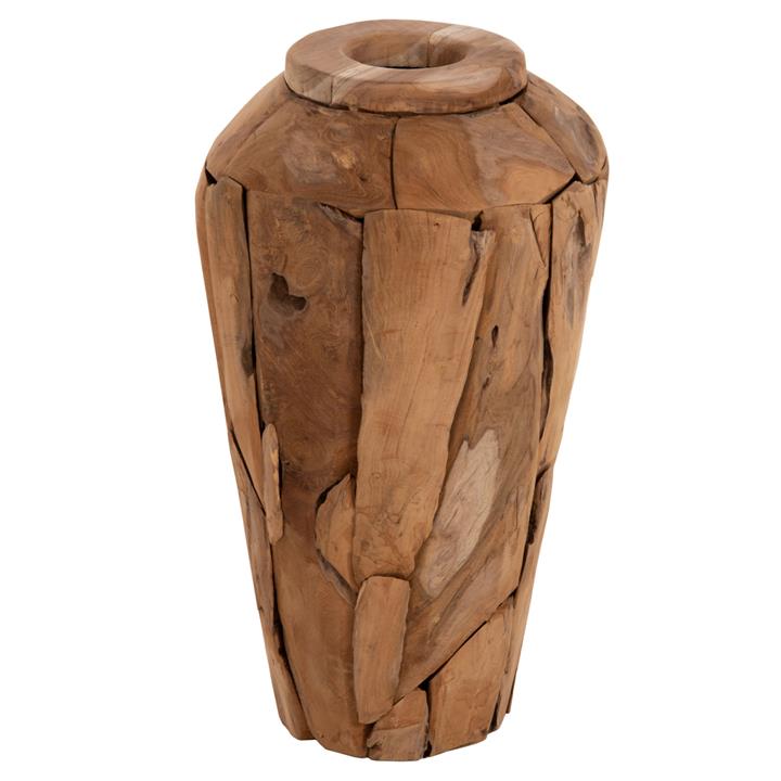 DECORATIVE VASE HM7919 RECYCLED PIECES OF TEAK WOOD IN NATURAL COLOR Φ30x60Hcm.