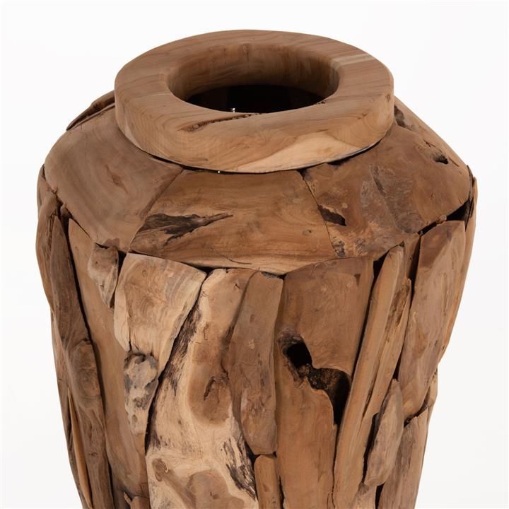 DECORATIVE FLOOR VASE ΗΜ7921 RECYCLED TEAK WOOD PIECES IN NATURAL COLOR Φ60x120Hcm.