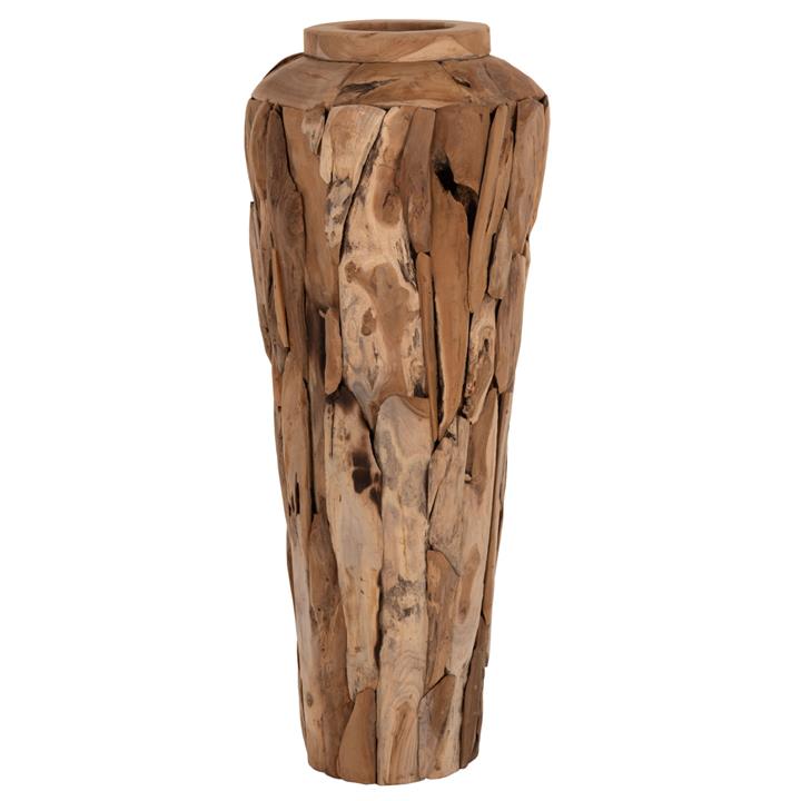 DECORATIVE FLOOR VASE ΗΜ7921 RECYCLED TEAK WOOD PIECES IN NATURAL COLOR Φ60x120Hcm.