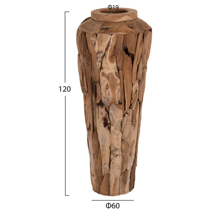 DECORATIVE FLOOR VASE ΗΜ7921 RECYCLED TEAK WOOD PIECES IN NATURAL COLOR Φ60x120Hcm.