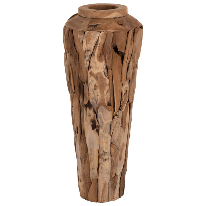 DECORATIVE FLOOR VASE ΗΜ7921 RECYCLED TEAK WOOD PIECES IN NATURAL COLOR Φ60x120Hcm.