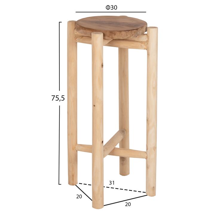 FLOWER PEDESTAL HM7935 TEAK WOOD IN NATURAL COLOR Φ30x75,5Hcm.