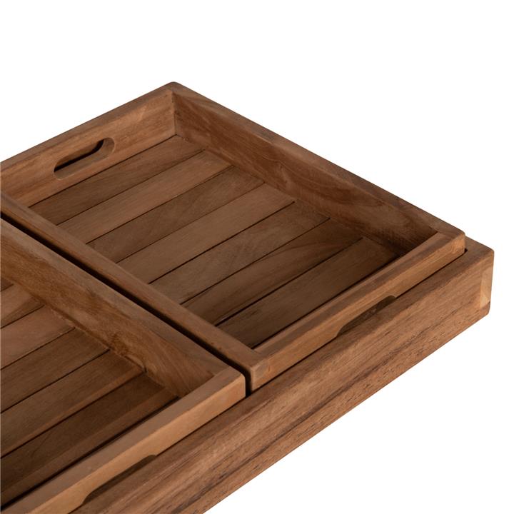 TREY SET 3PCS HM7894 TEAK WOOD IN NATURAL COLOR 39x29x7cm.