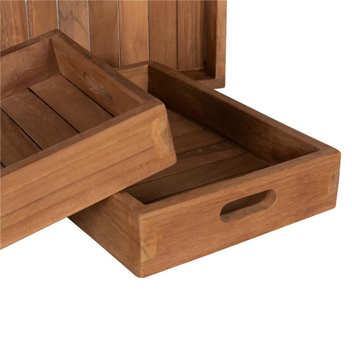 TREY SET 3PCS HM7894 TEAK WOOD IN NATURAL COLOR 39x29x7cm.
