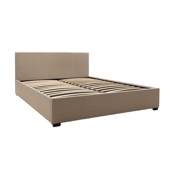 Double bed Norse pakoworld with storage in beige fabric 160x200cm