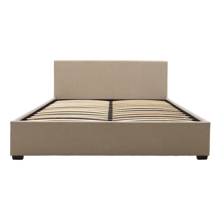 Double bed Norse pakoworld with storage in beige fabric 160x200cm