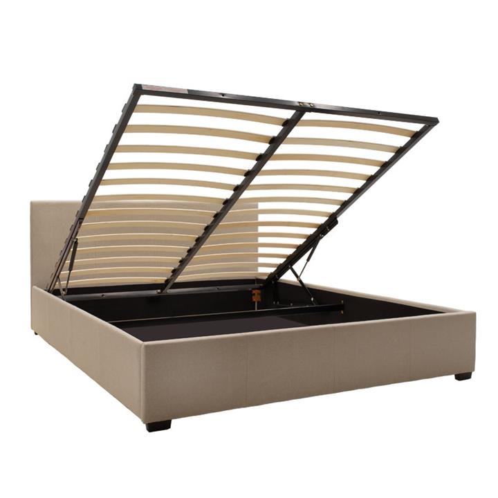 Double bed Norse pakoworld with storage in beige fabric 160x200cm