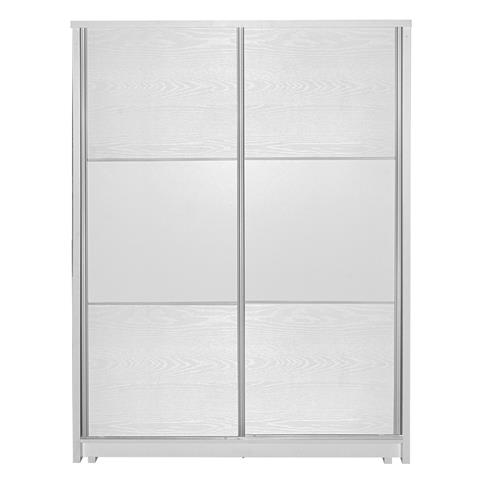 Wardrobe with 2 sliding doors Chase pakoworld in white colour 152.5x56.5x185cm