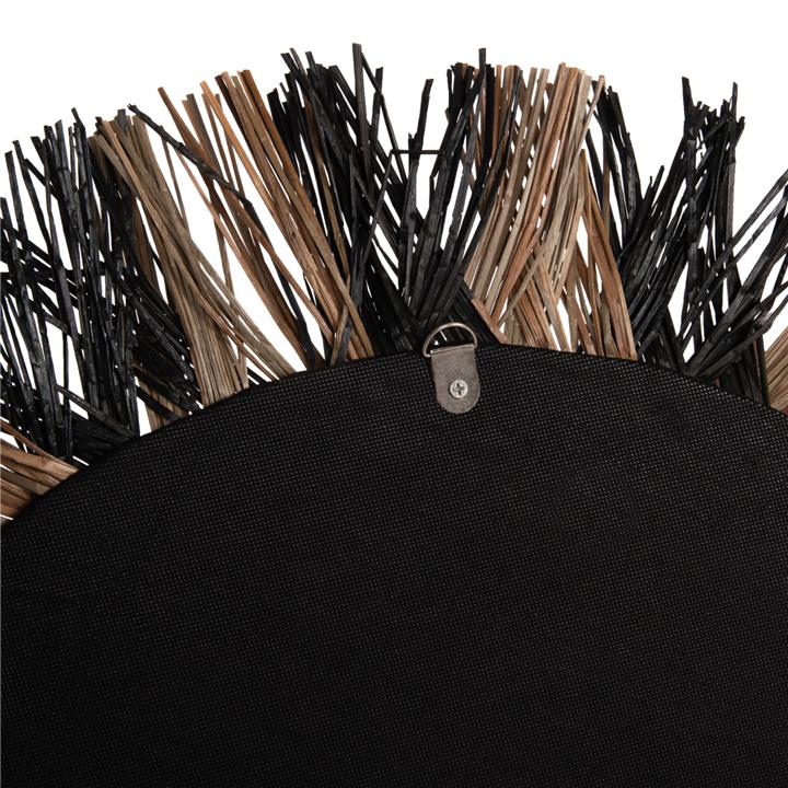 WALL MIRROR ROUND HM7833 KNITTED MENDONG GRASS FRAME IN BLACK&NATURAL COLOR Φ70cm.