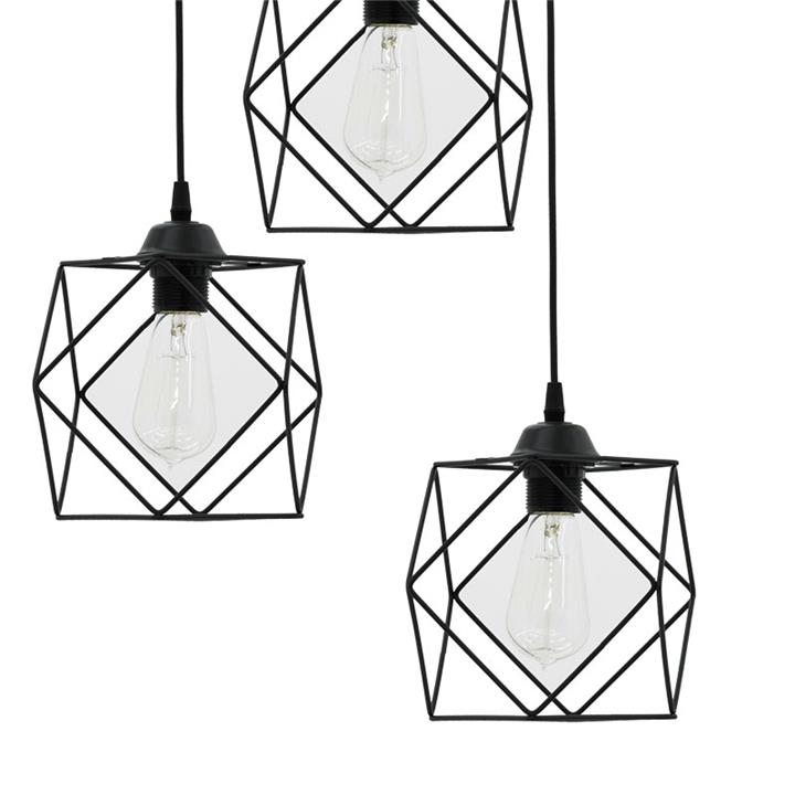 Φωτιστικό οροφής τρίφωτο Karin pakoworld E27 μαύρο 30x30x80εκ