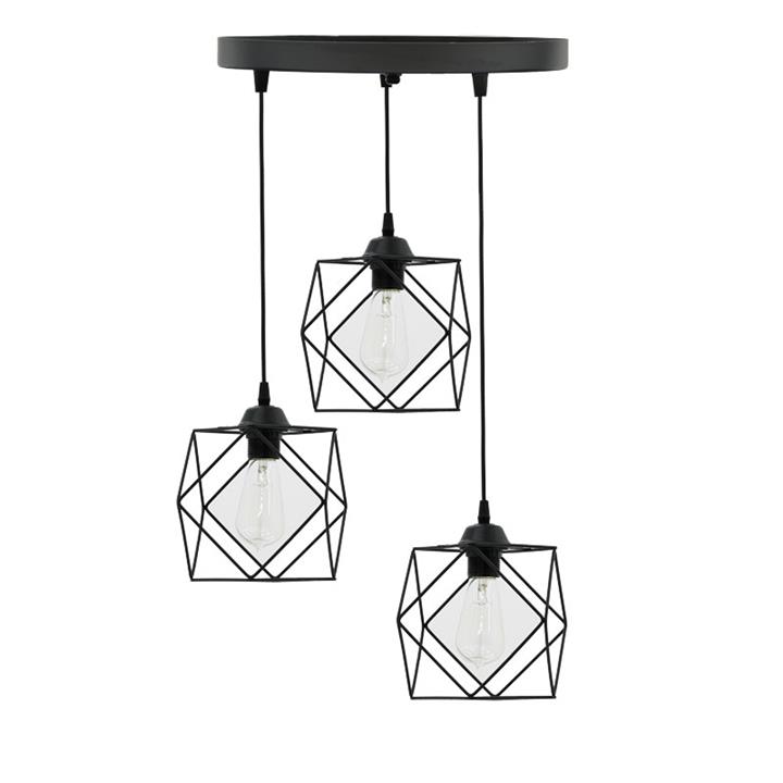 Φωτιστικό οροφής τρίφωτο Karin pakoworld E27 μαύρο 30x30x80εκ