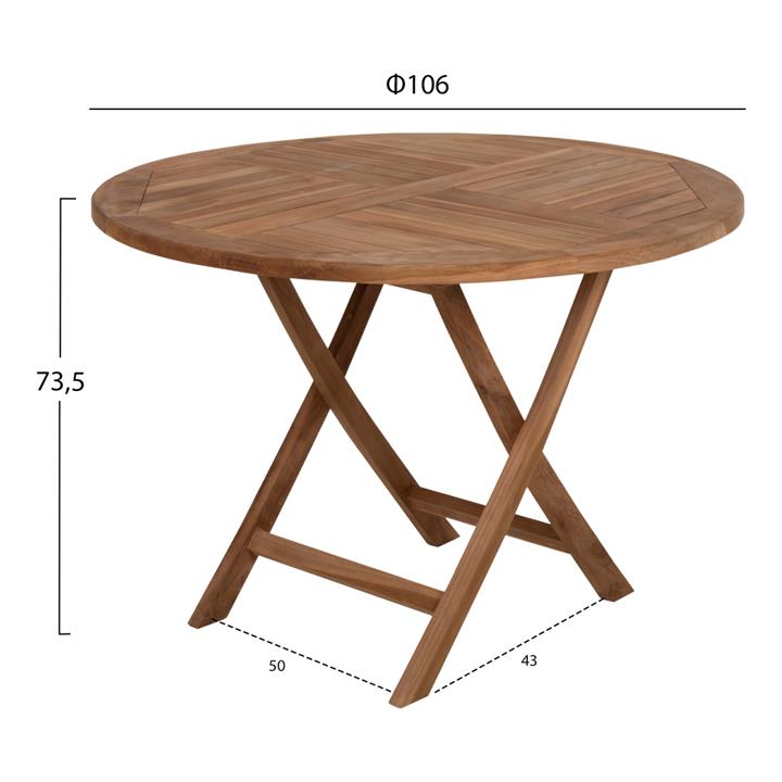 ROUND TABLE FOLDING KENDALL HM9543 TEAK WOOD IN NATURAL COLOR Φ106x73,5Hcm.