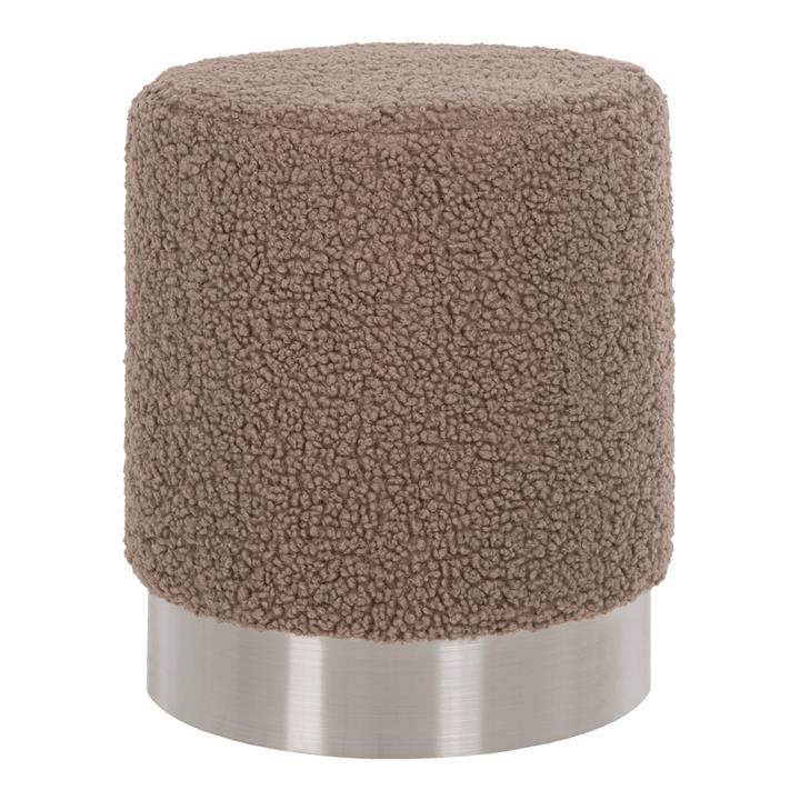 STOOL LEVY HM8408.25 BOUCLE FABRIC LIGHT BROWN-SILVER BASE Φ35x42Hcm.