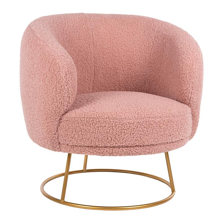 ARMCHAIR ARIEN HM8403.22 BOUCLE FABRIC IN DUSTY PINK-GOLD METAL BASE 78x75x84Hcm.