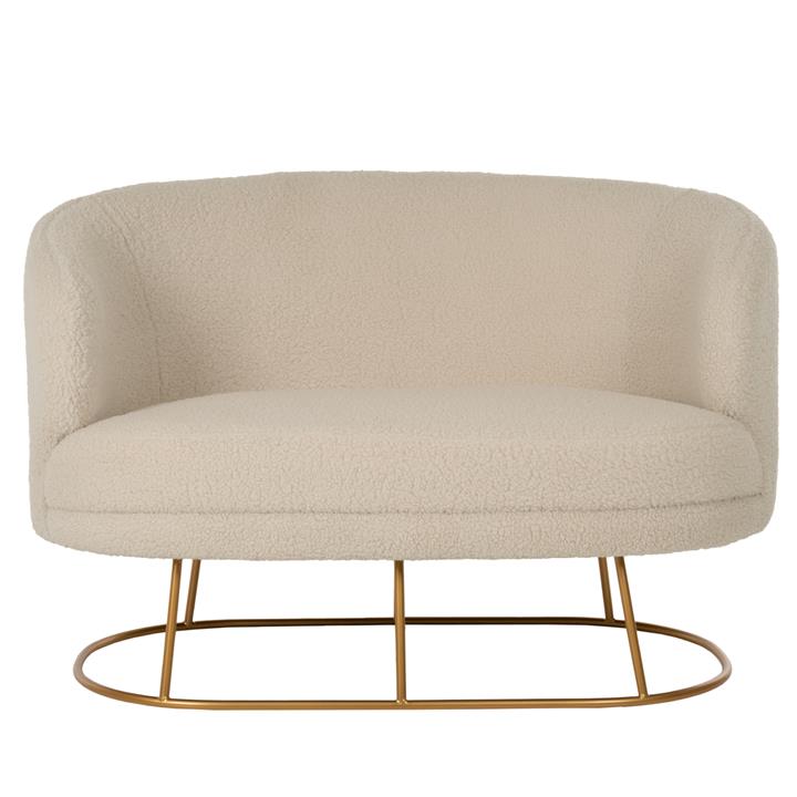 SOFA 2-SEATER ARIEN HM8492.20 ECRU BOUCLE FABRIC AND GOLD METAL BASE 130x75x85Hcm.