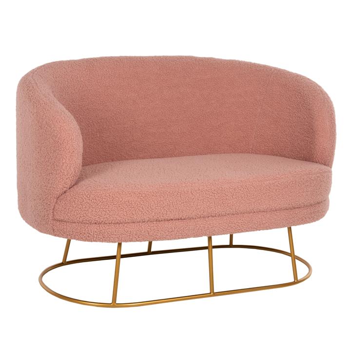 SOFA 2-SEATER ARIEN HM8492.22 DUSTY PINK BOUCLE FABRIC AND GOLD METAL BASE 130x75x85Hcm.