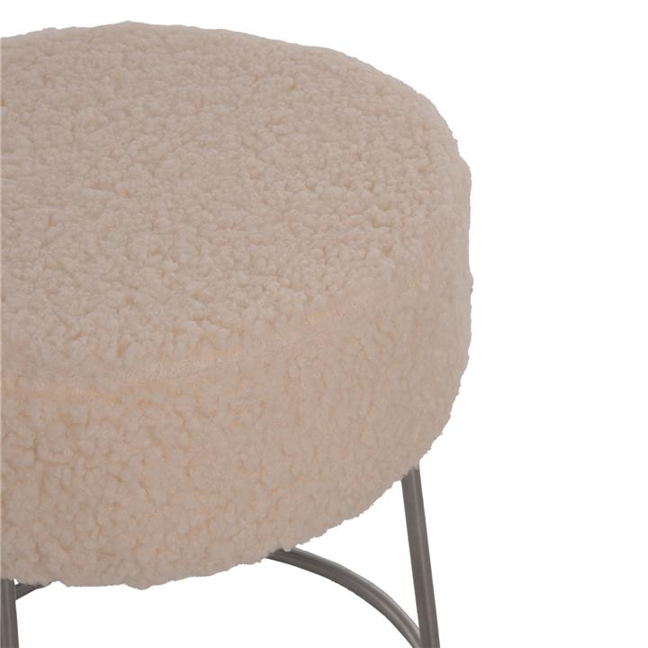 STOOL KARLO HM8411.23 WHITE BOUCLE FABRIC WITH SILVER BASE Φ35x41Hcm.