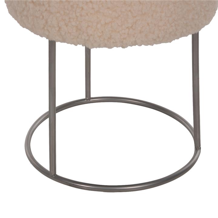 STOOL KARLO HM8411.23 WHITE BOUCLE FABRIC WITH SILVER BASE Φ35x41Hcm.