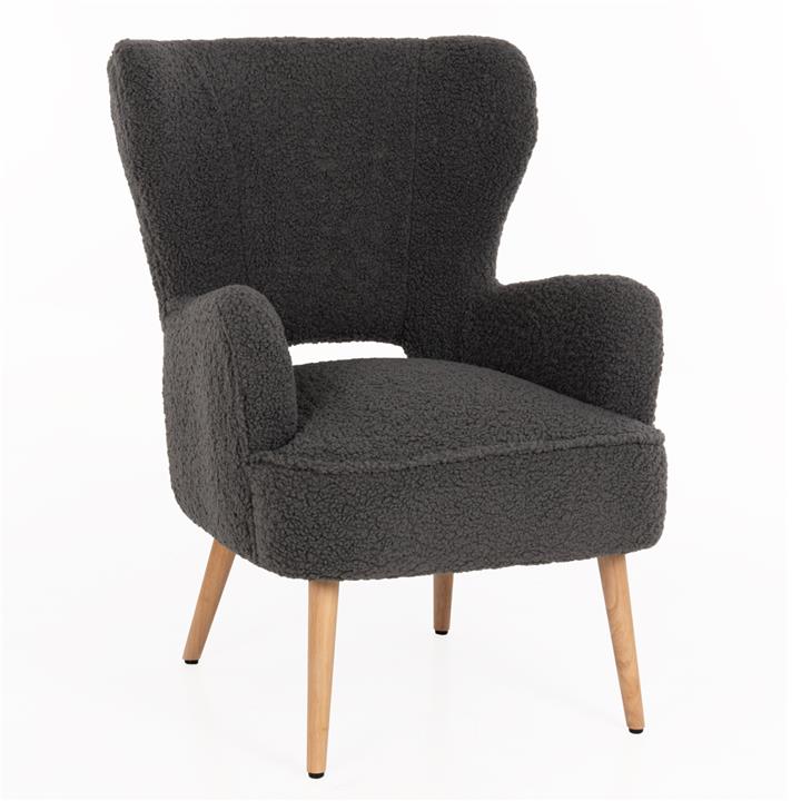 ARMCHAIR MYLIE HM8394.21 GREY BOUCLE FABRIC 66X75X93Hcm.
