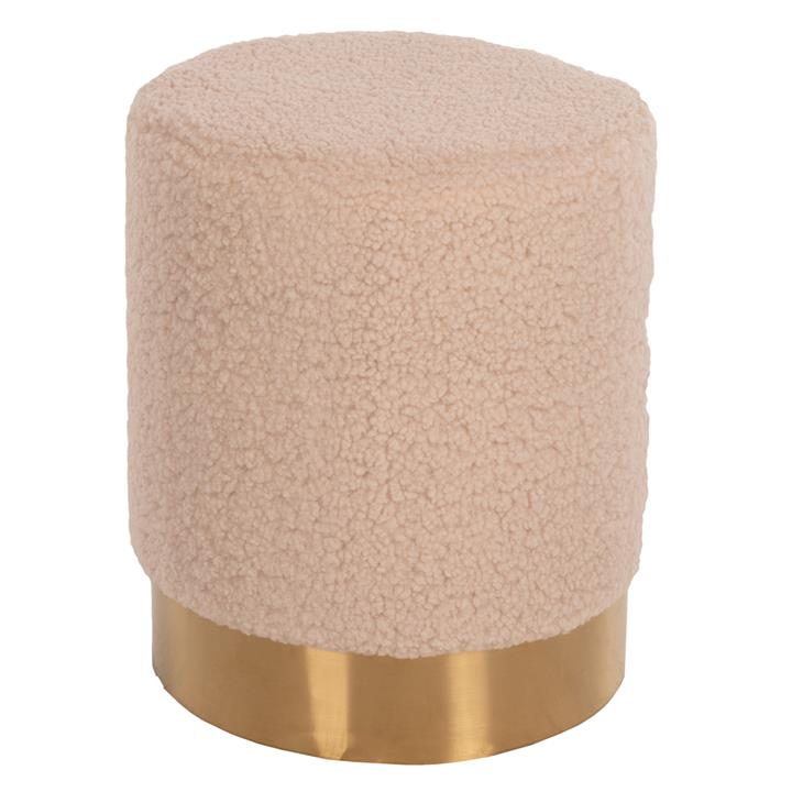 STOOL LEVY HM8408.20 BOUCLE FABRIC ECRU-GOLD BASE Φ35x42Hcm.