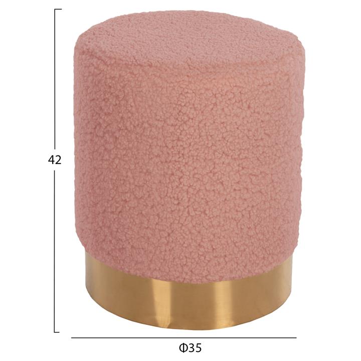 STOOL LEVY HM8408.22 BOUCLE FABRIC DUSTY PINK-GOLD BASE Φ35x42Hcm.