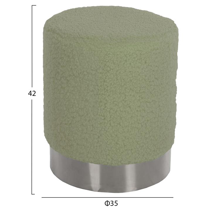 STOOL LEVY HM8408.27 BOUCLE FABRIC PISTACHIO GREEN-SILVER BASE Φ35x42Hcm.