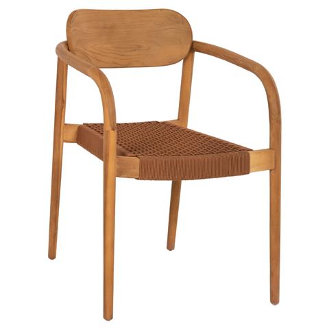 ARMCHAIR OSLO HM9636.01 TEAK WOOD IN NATURAL & BEIGE ROPE 55x54x80Hcm.