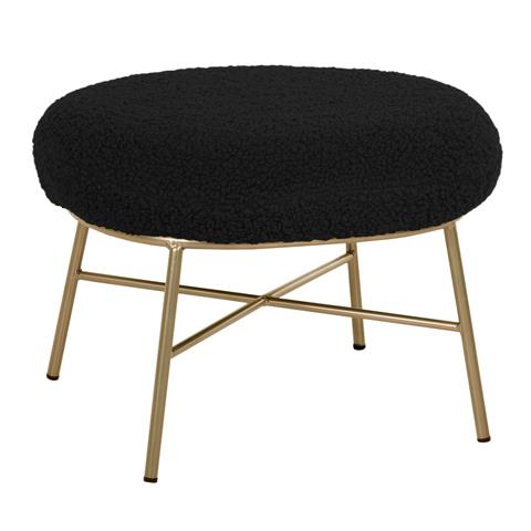 STOOL FOOTREST TRUDI HM8640.24 BLACK BOUCLE FABRIC AND GOLD METAL BASE 56x47x40Hcm.