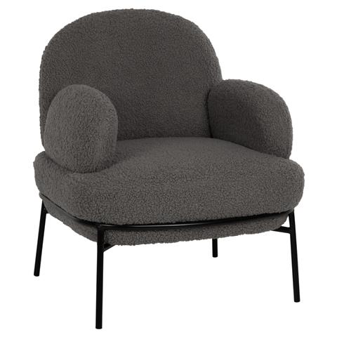 ARMCHAIR AGNES HM9525.21 GREY BOUCLE FABRIC-BLACK METAL LEGS 74x71x83Hcm.