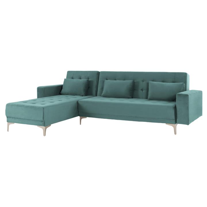 CORNER SOFA-BED ELIZA HM3145.04 REVERSIBLE SEAFOAM GREEN VELVET 245x80-160x80Hcm.