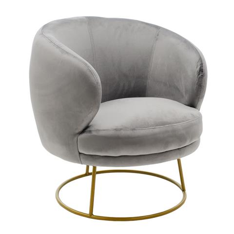 Armchair Rony pakoworld velvet grey 78x75x82cm
