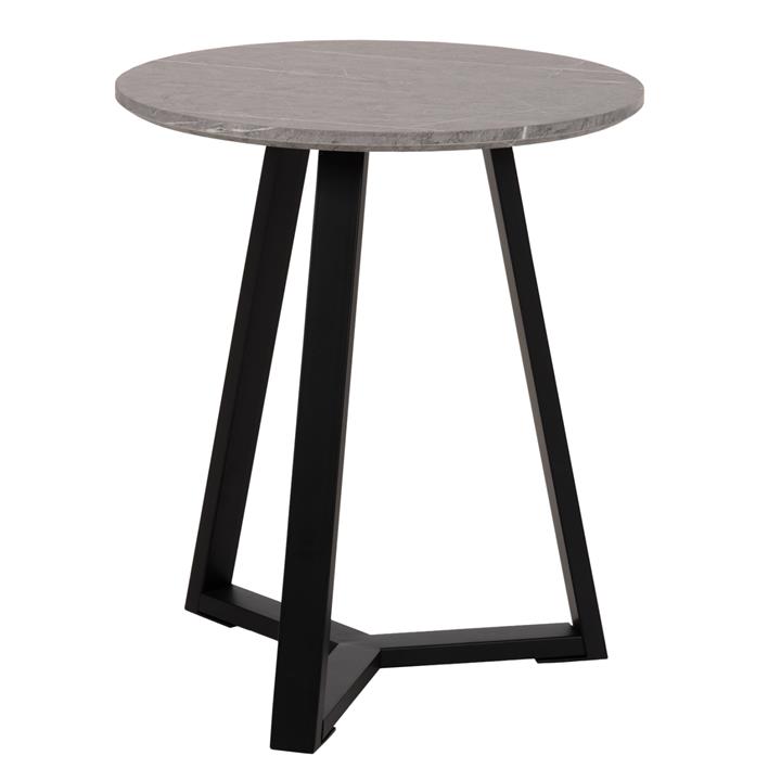 SIDE TABLE HM9587.02 MDF GREY MARBLE-BLACK METAL BASE Φ45x55Hcm.
