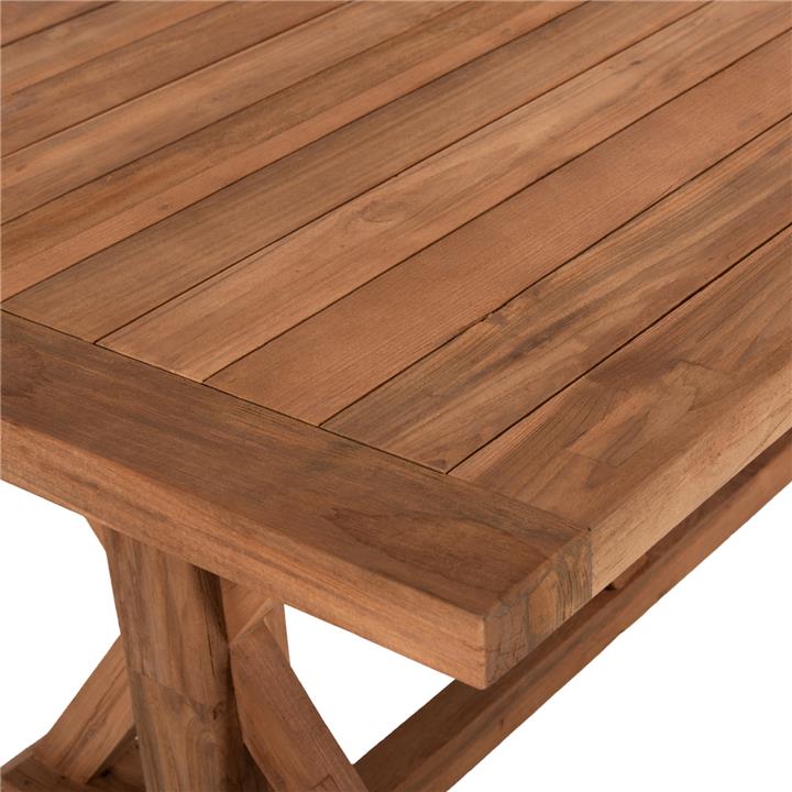 OUTDOOR CROSS LEG DINING TABLE HM5964 RECYCLED TEAK WOOD IN NATURAL COLOR 240x100x75Hcm.