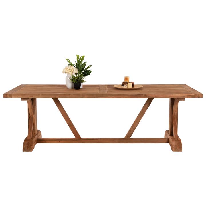 OUTDOOR CROSS LEG DINING TABLE HM5964 RECYCLED TEAK WOOD IN NATURAL COLOR 240x100x75Hcm.