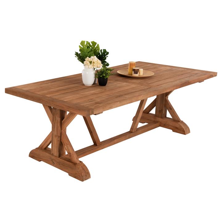 OUTDOOR CROSS LEG DINING TABLE HM5964 RECYCLED TEAK WOOD IN NATURAL COLOR 240x100x75Hcm.
