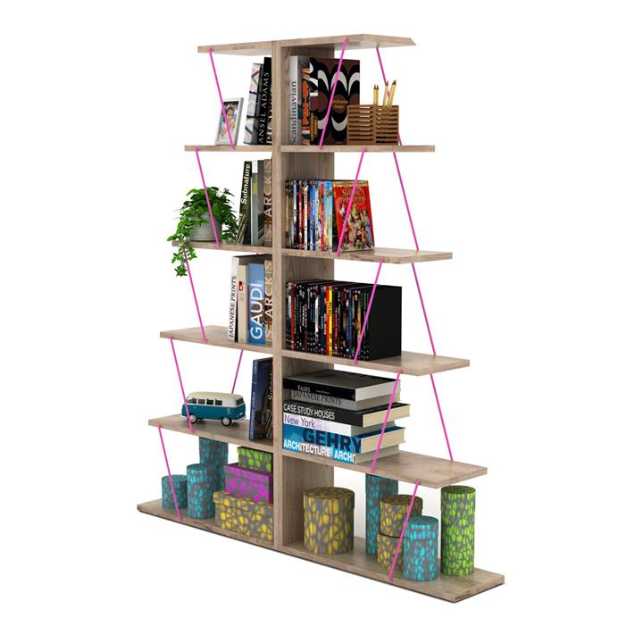 Set 2 Bookcases mini tars Sonama-Fuchsia HM11302.04 130x22x146