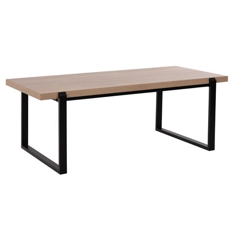 COFFEE TABLE HM9585.03 MDF IN SONOMA TABLETOP-BLACK METAL BASE 120x60X46Hcm.