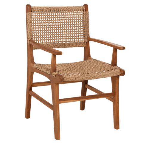 ARMCHAIR ΗΜ9786 SOLID TEAK NATURAL COLOR KNITTED RATTAN ROPE 57Χ57Χ86Hcm.