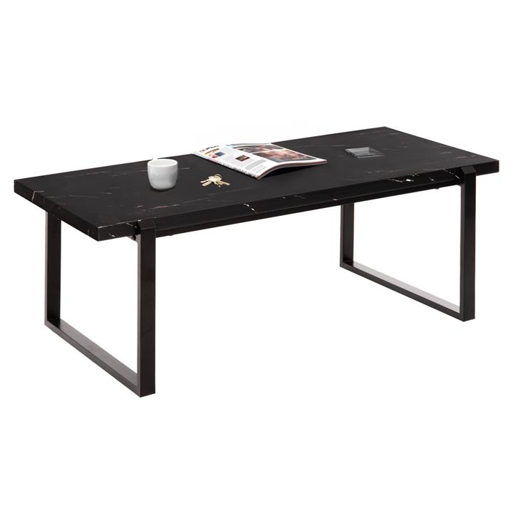 COFFEE TABLE HM9585.01 MDF IN BLACK MARBLE TABLETOP-BLACK METAL BASE 120x60X46Hcm.