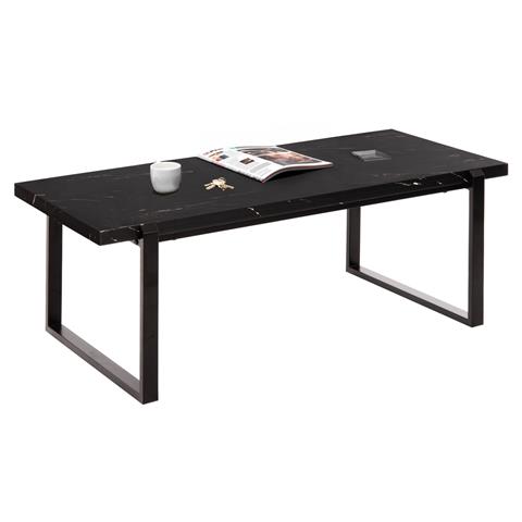 COFFEE TABLE HM9585.01 MDF IN BLACK MARBLE TABLETOP-BLACK METAL BASE 120x60X46Hcm.