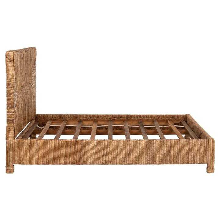 BED THAW HM672 TEAK WOOD FRAME-BANANA LEAF RUSH 180x200cm.