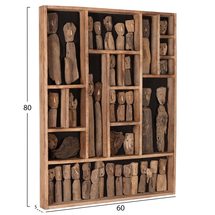 WALL DECORATION HM4275 FRAME WITH FIGURINES MADE OF DRIFTWOOD 60x5x80Hcm.
