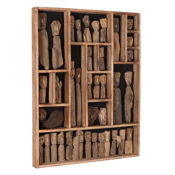 WALL DECORATION HM4275 FRAME WITH FIGURINES MADE OF DRIFTWOOD 60x5x80Hcm.