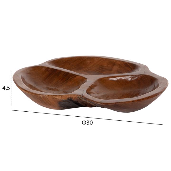 TABLE DECOR HM4272 PEANUT BOWL MADE OF TEAK WOOD IN NATURAL COLOR Φ30x4,5Hcm.