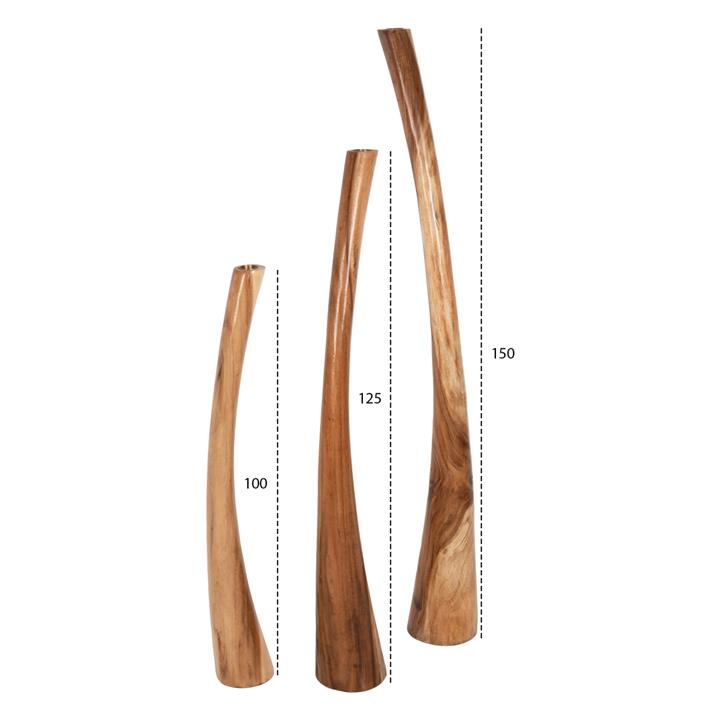 FLOOR CANDLESTICKS 3PCS SET HM4277 SUAR WOOD IN NATURAL 150H-125H-100Hcm.