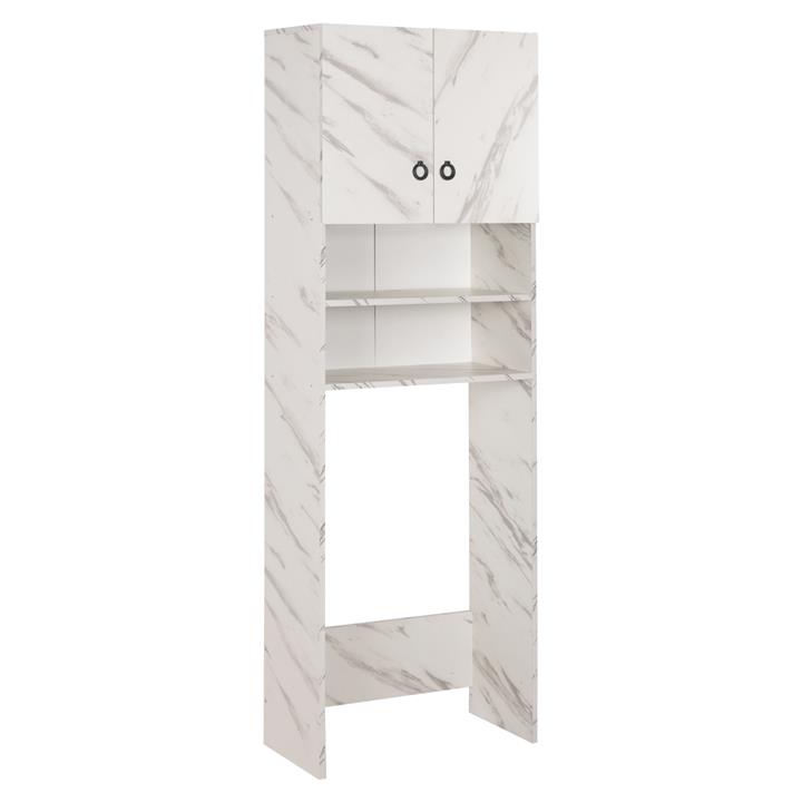WASHING MACHINE FURNITURE TERRY HM9122.12 WITH CABINET & SHELVES MELAMINE WHITE MARBLE 64Χ29Χ181Hcm.
