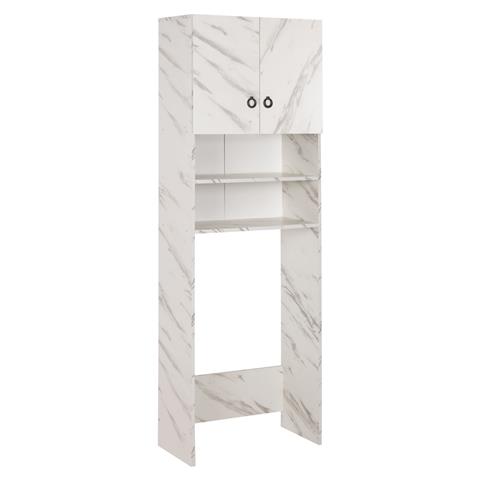 WASHING MACHINE FURNITURE TERRY HM9122.12 WITH CABINET & SHELVES MELAMINE WHITE MARBLE 64Χ29Χ181Hcm.