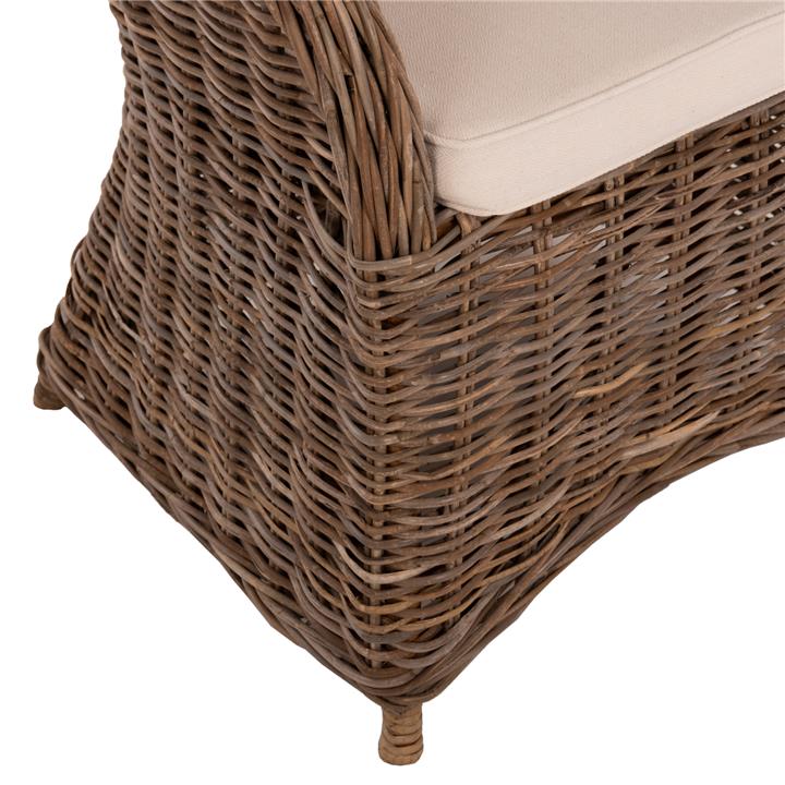 ARMCHAIR KEYLA HM9536 BROWN RATTAN-ECRU CUSHION 63x65x87Hcm.