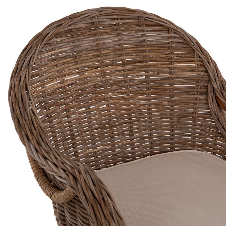ARMCHAIR KEYLA HM9536 BROWN RATTAN-ECRU CUSHION 63x65x87Hcm.